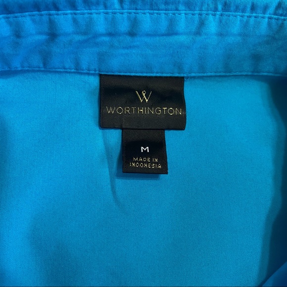 Worthington - Woman’s Button-Down Turquoise Blouse  Sz Medium - Picture 3 of 3
